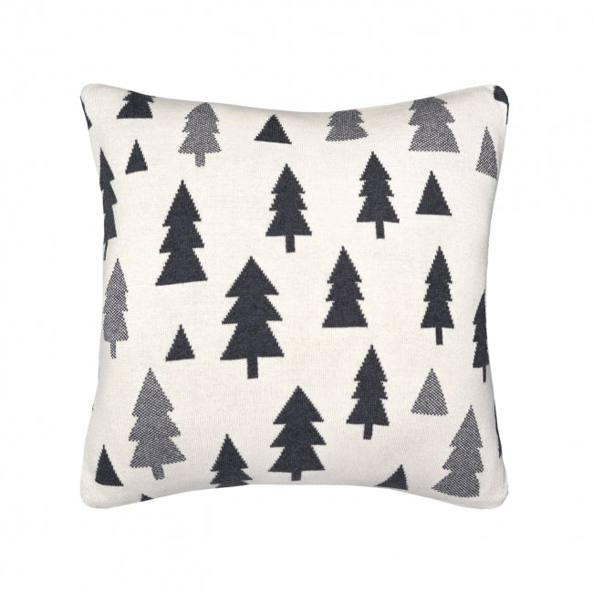 Dekoračný návlek pletený DESIGN stromčeky smotanová sivá