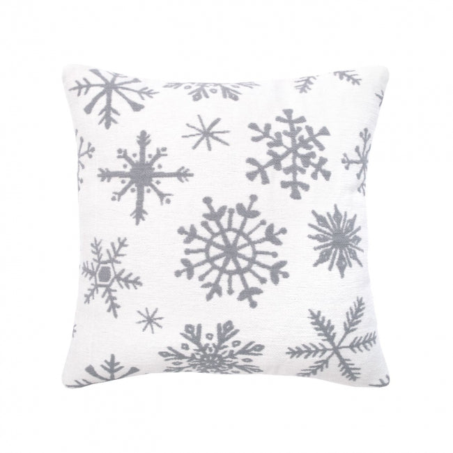 Dekoračný návlek WINTER vločky biela sivá