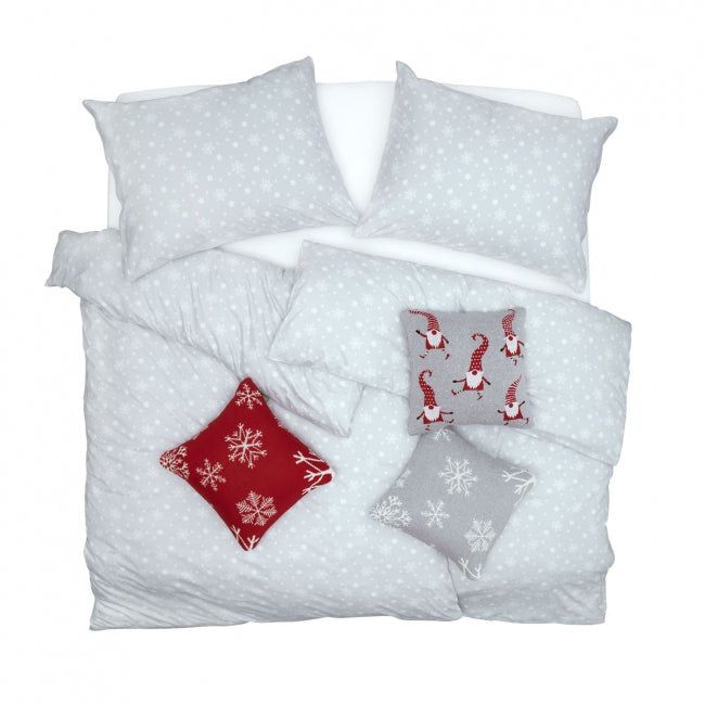 Obliečky JERSEY vločky sivá, biela