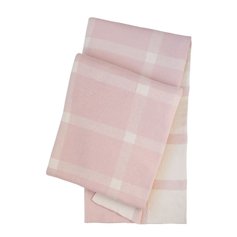 Deka pletená DESIGN káro ružová smotanová