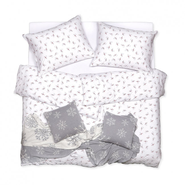 Obliečky JERSEY snehuliaci biela červená