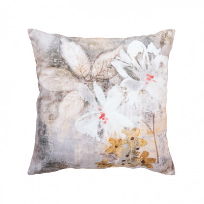 Dekoračný návlek VELVET flower sivá smotanová