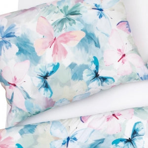 Obliečky JERSEY butterflies ružová tyrkysová