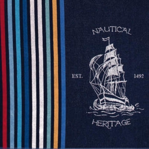 Osuška plážová nautical tmavá modrá