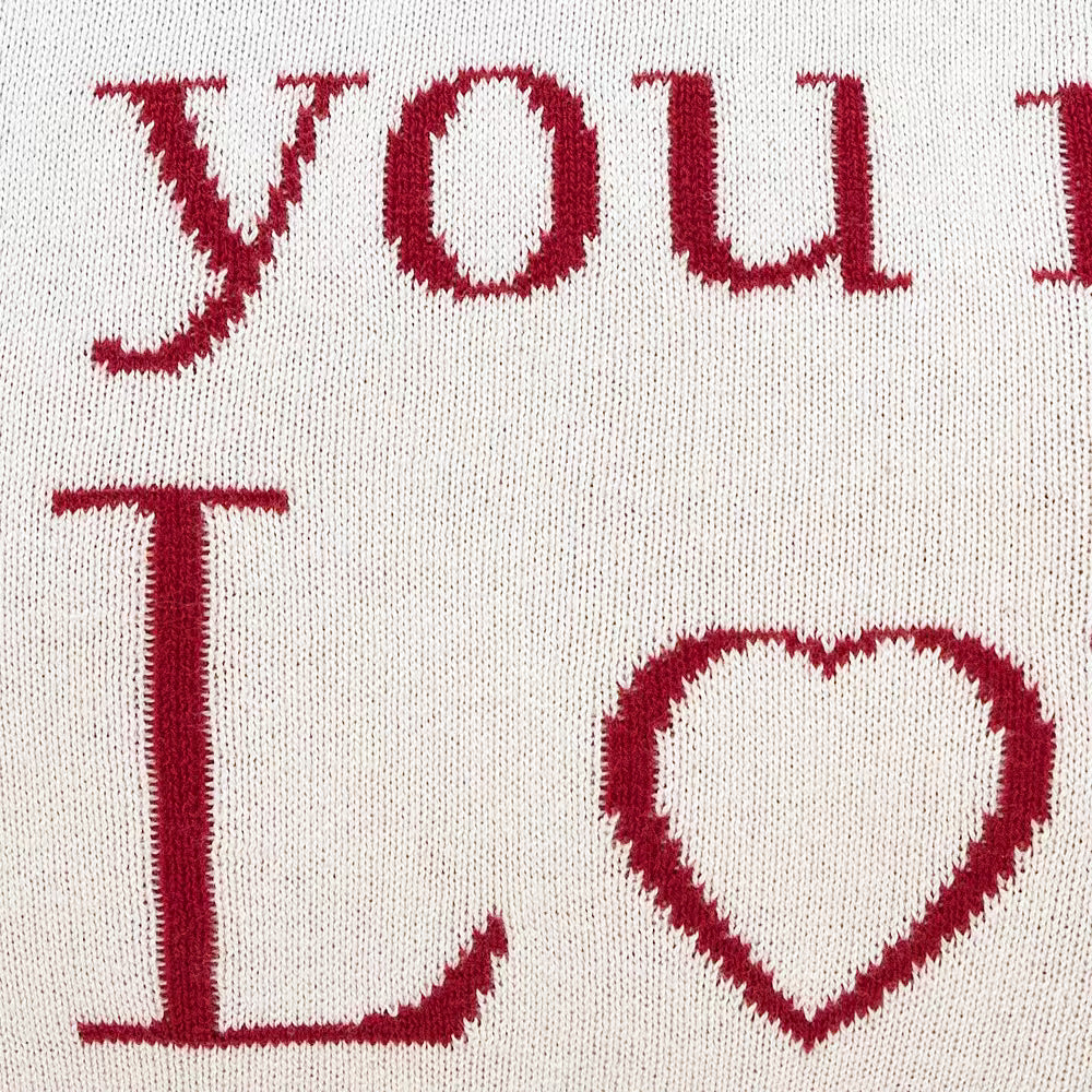 Dekoračný návlek pletený DESIGN love smotanová červená