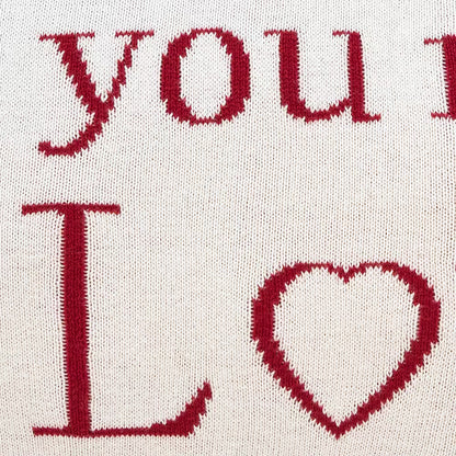 Dekoračný návlek pletený DESIGN love smotanová červená