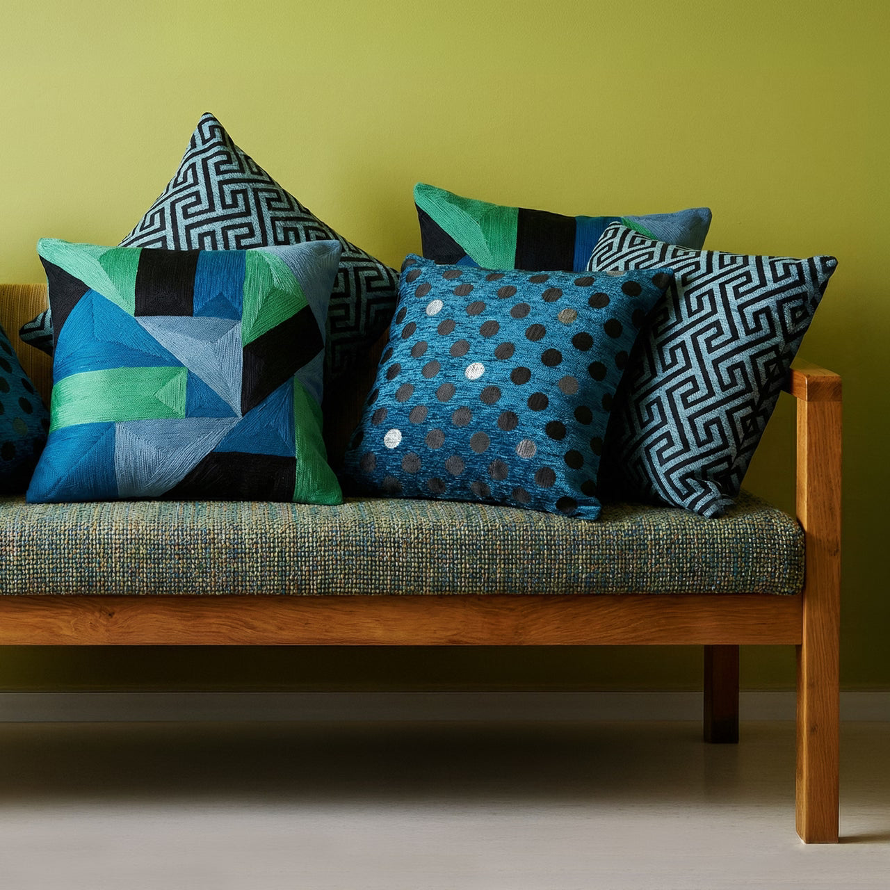 Dekoračný návlek SOFAS kristal aqua čierna