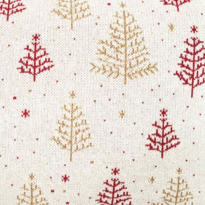 Dekoračný návlek pletený DESIGN LUREX stromčeky smotanová červená