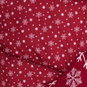 Obliečky JERSEY vločky červená, biela