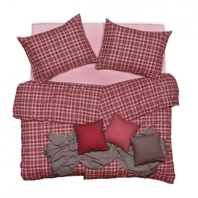 Obliečky KLASIK SOFT kocky vínová