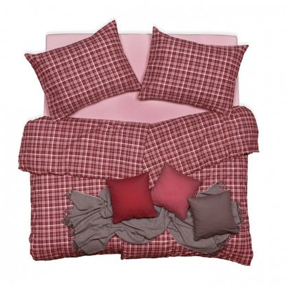 Obliečky KLASIK SOFT kocky vínová