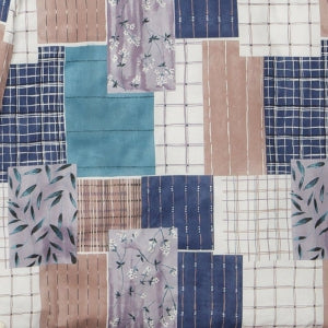 Obliečky KLASIK patchwork modrá biela hnedá
