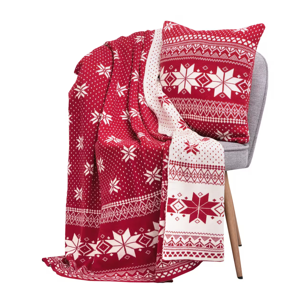 Deka pletená SUOMI 006/1 vločky červená