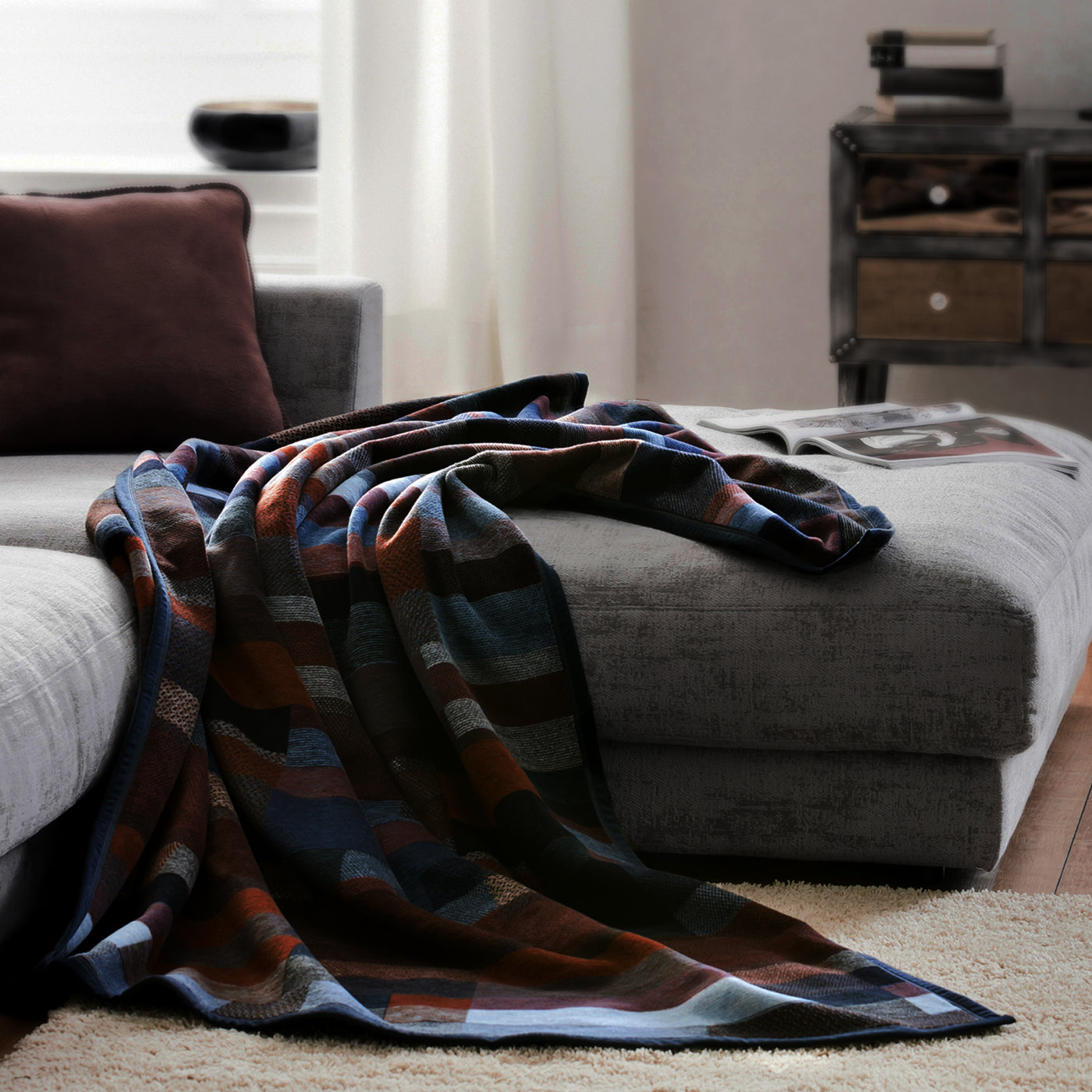 Deka VELURO denim kocka