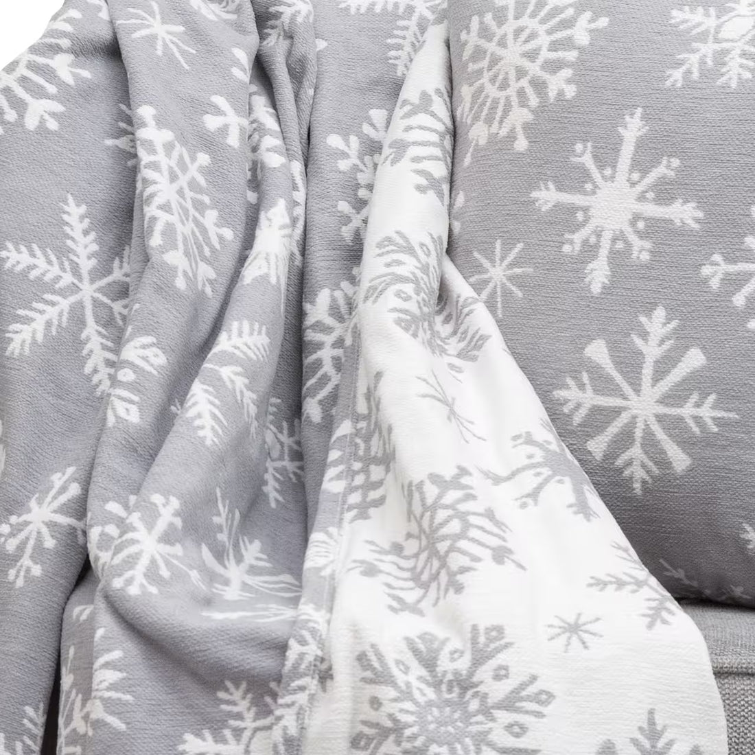 Deka WINTER vločky sivá biela