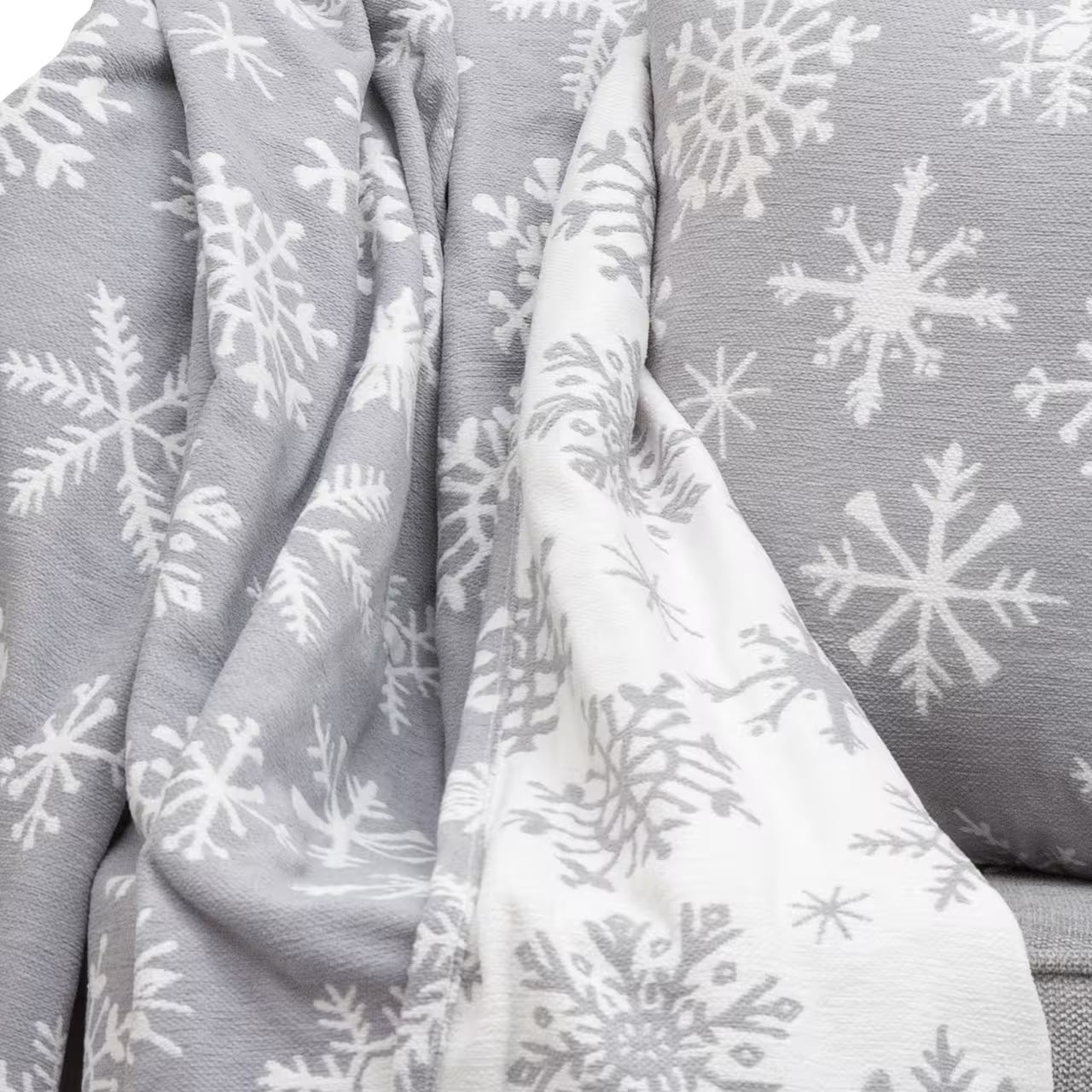 Deka WINTER vločky sivá biela