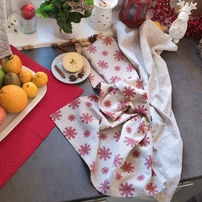 Utierka DEKORO vločky béžová červená