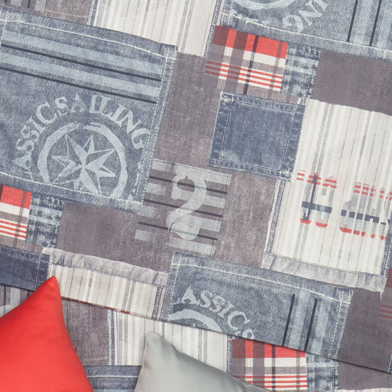 Obliečky KLASIK DESIGN denim modrá sivá