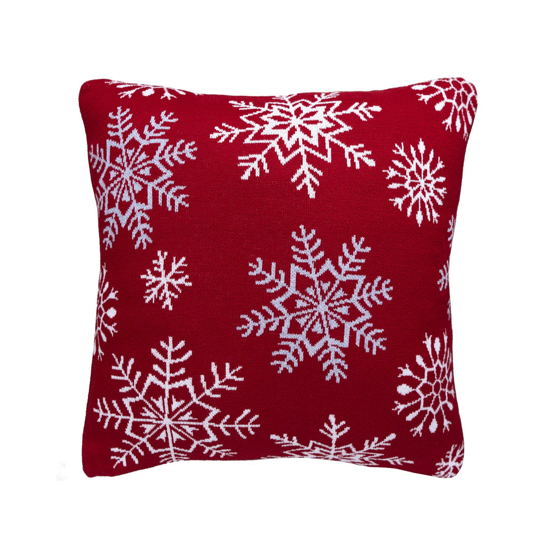 Dekoračný návlek pletený DESIGN veľké vločky červená