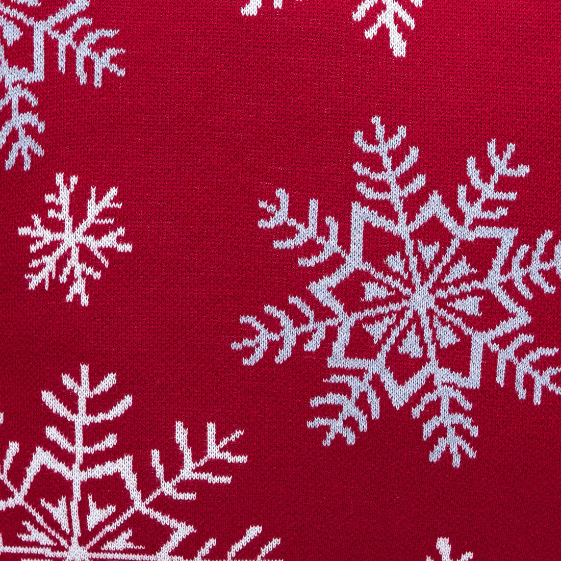 Dekoračný návlek pletený DESIGN veľké vločky červená