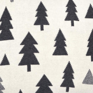 Dekoračný návlek pletený DESIGN stromčeky smotanová sivá