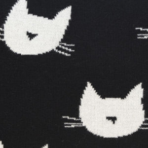 Dekoračný návlek pletený DESIGN mačičky čierna