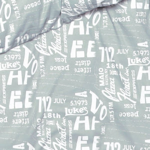 Obliečky JERSEY text sivá biela