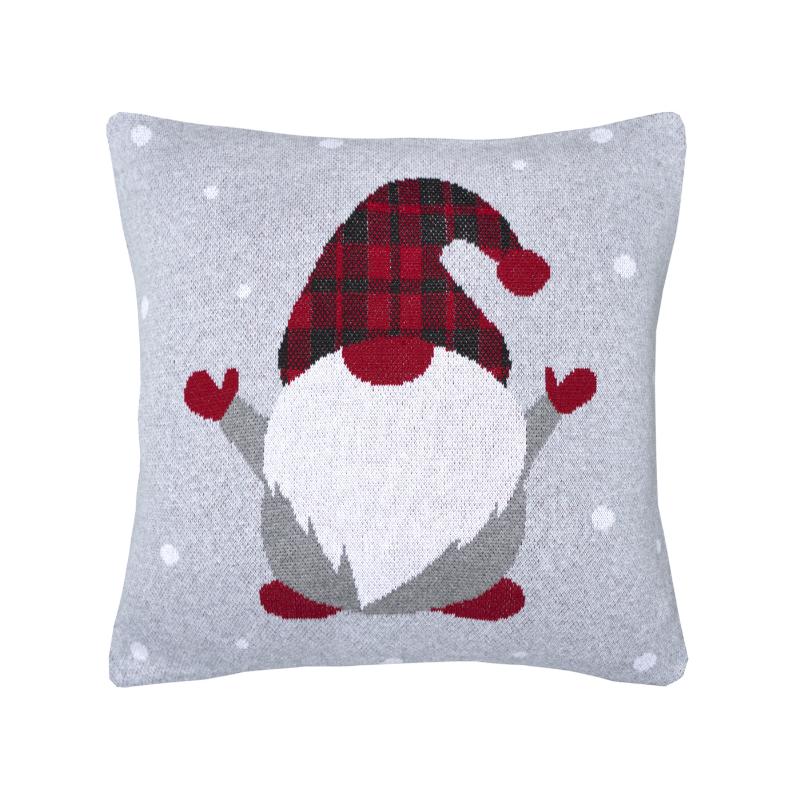 Dekoračný návlek pletený DESIGN elf káro sivá červená