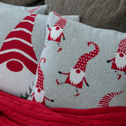 Dekoračný návlek pletený DESIGN elfíkovia sivá červená