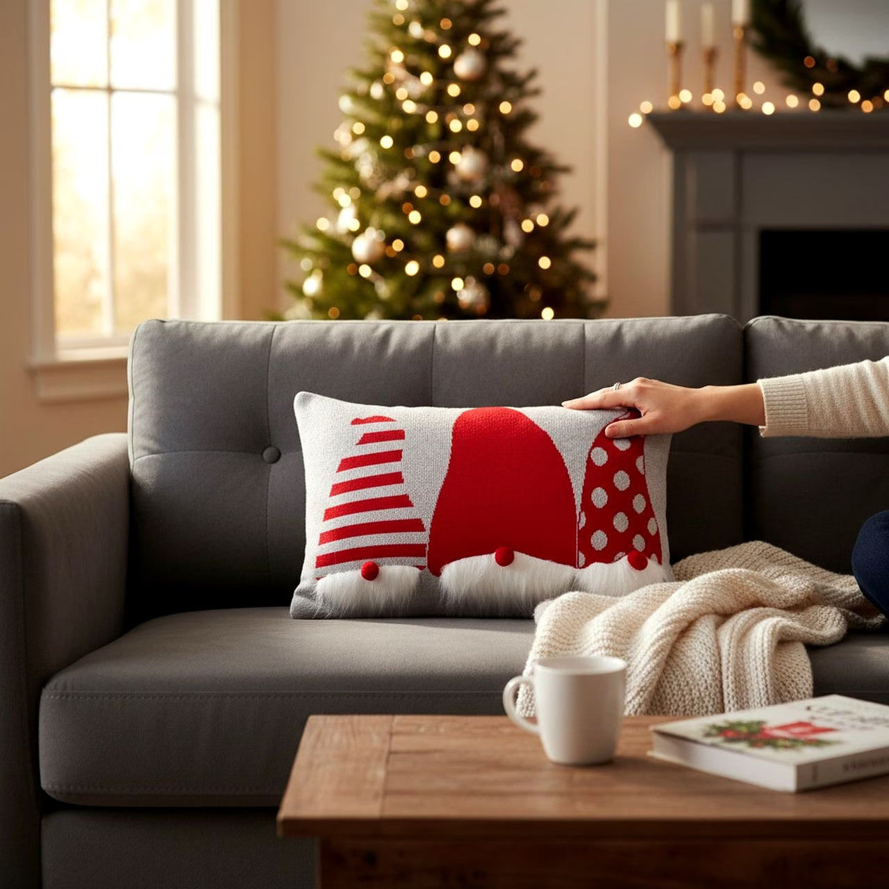 Dekoračný návlek pletený DESIGN elfovia s fúzami