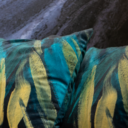 Dekoračný návlek VELVET flame tyrkysová žltá