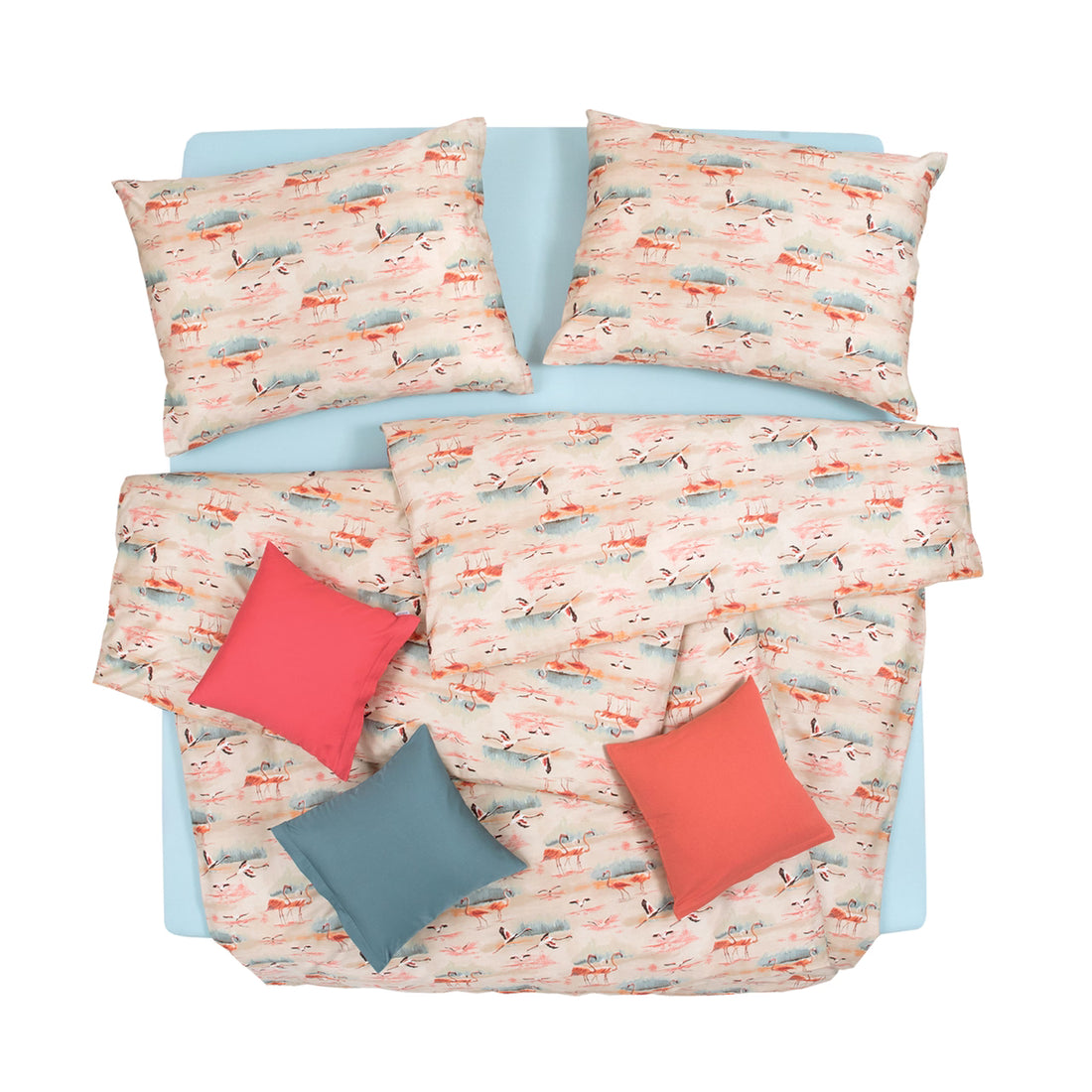 Obliečky SATÉN DESIGN flamingo piesková