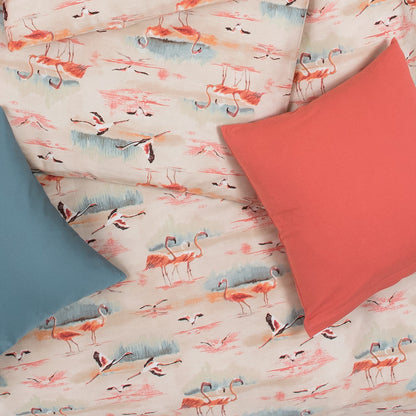 Obliečky SATÉN DESIGN flamingo piesková
