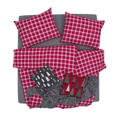 Obliečky FLANEL káro červená