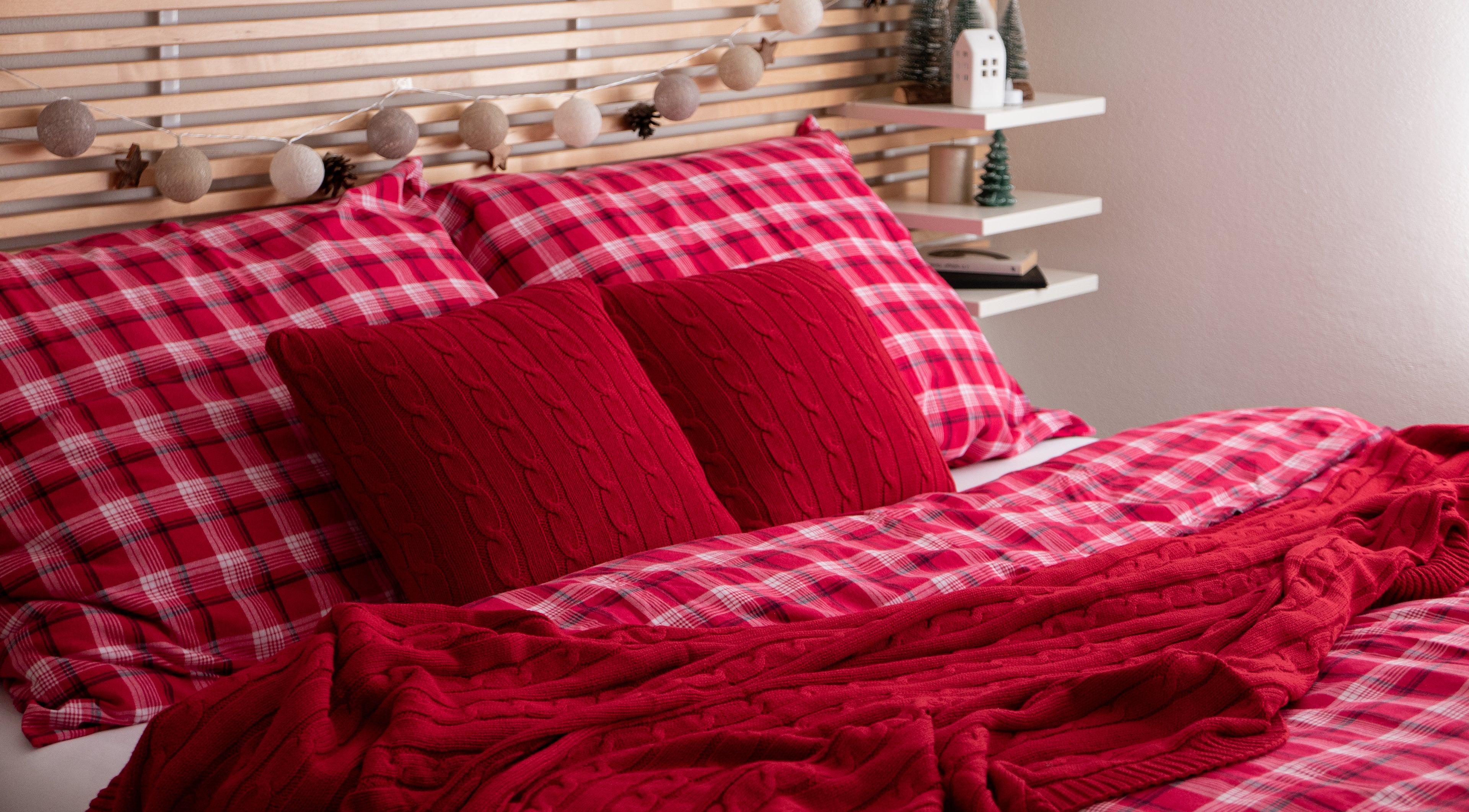 Obliečky FLANEL káro červená