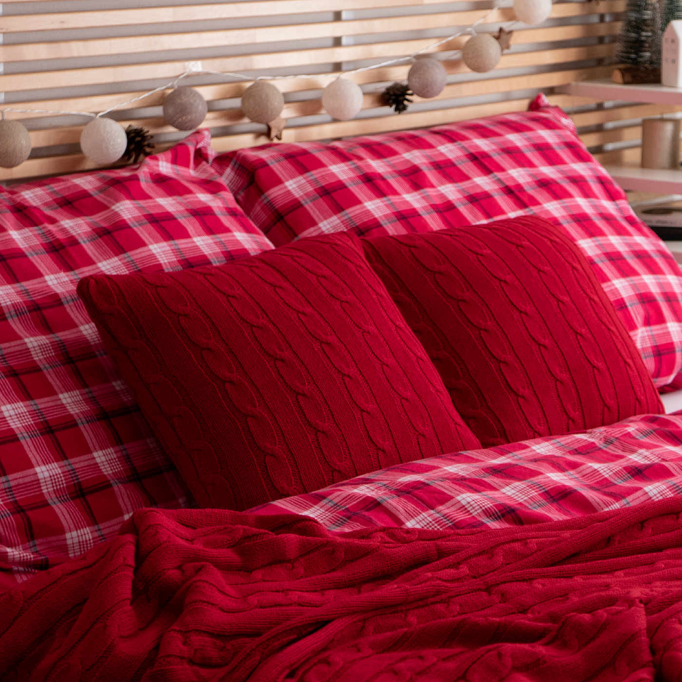 Obliečky FLANEL káro červená