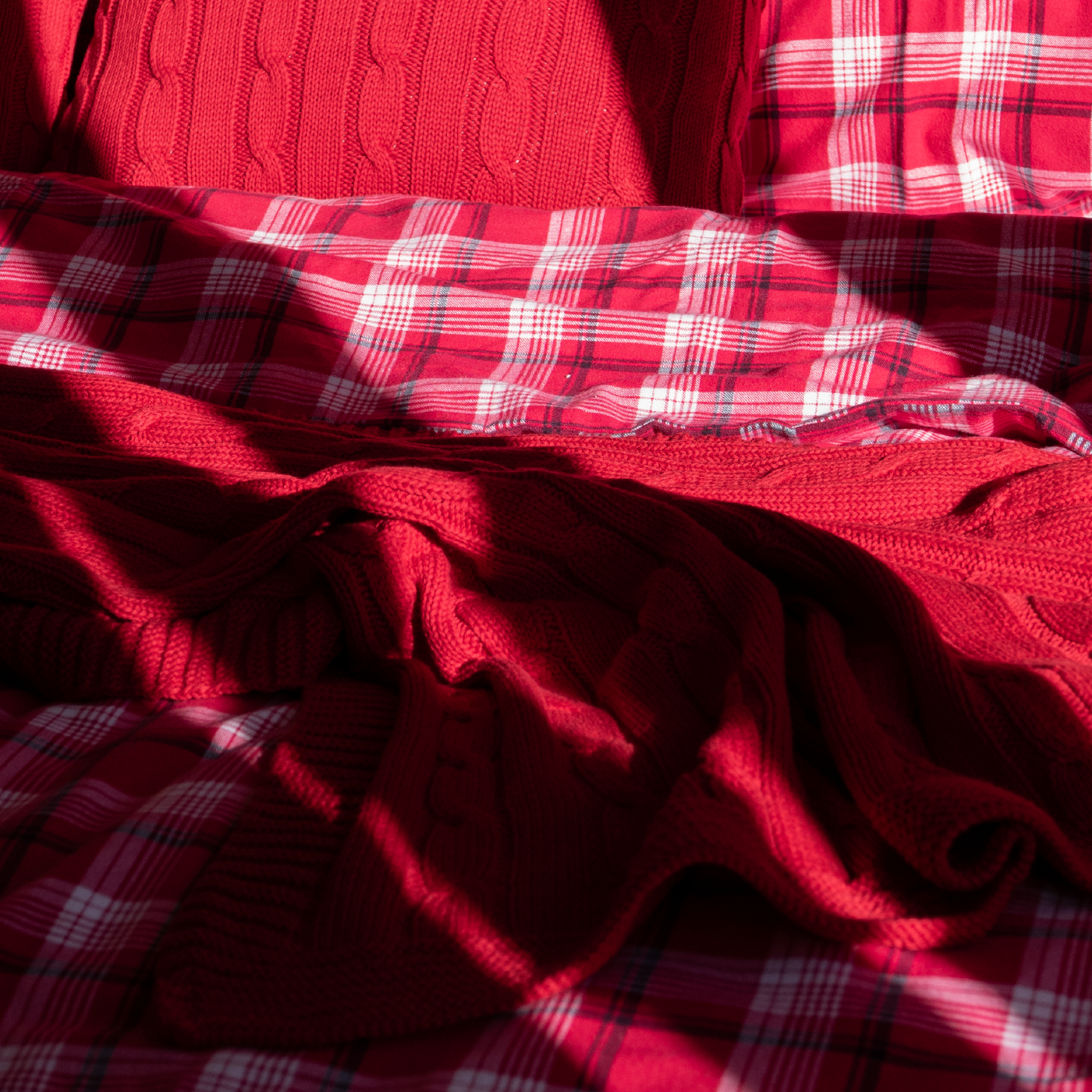 Obliečky FLANEL káro červená