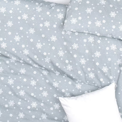 Obliečky FLANEL vločky sivá biela