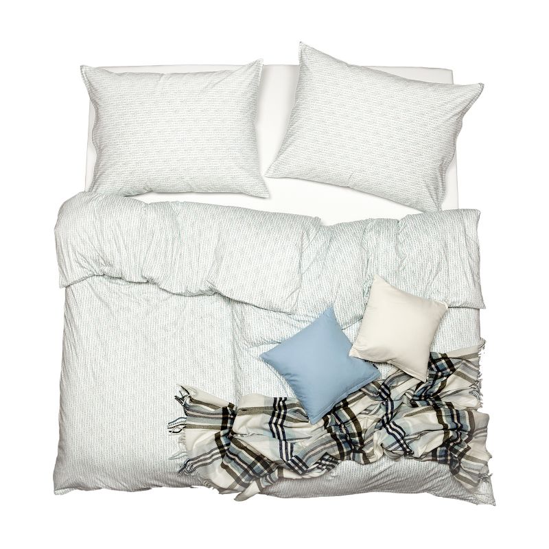 Obliečky JERSEY geo biela tyrkysová