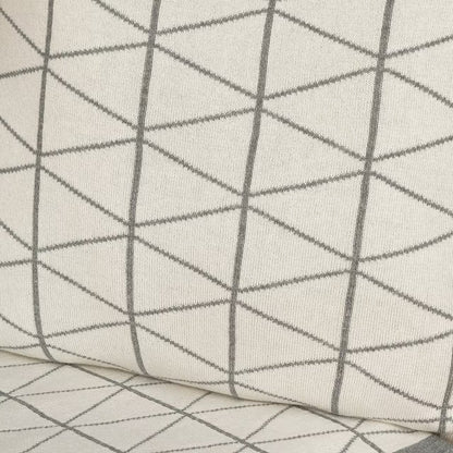 Deka pletená DESIGN geo smotanová sivá