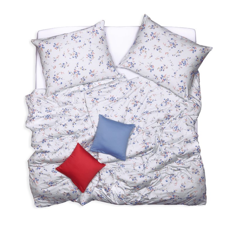 Obliečky JERSEY kvietky biela modrá