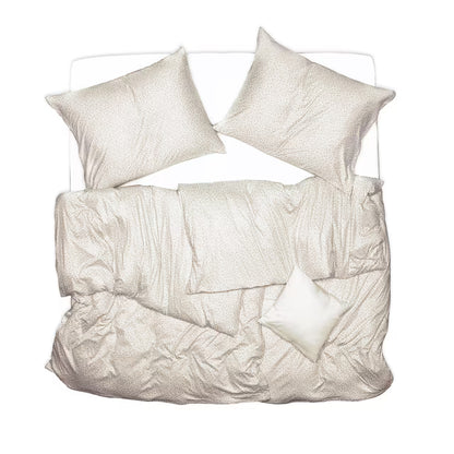 Obliečky JERSEY kvietky biela béžová