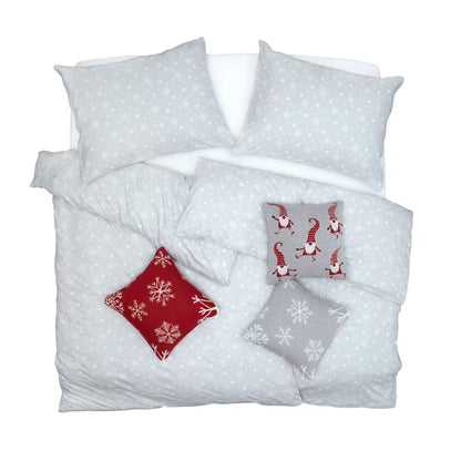 Obliečky JERSEY vločky sivá, biela