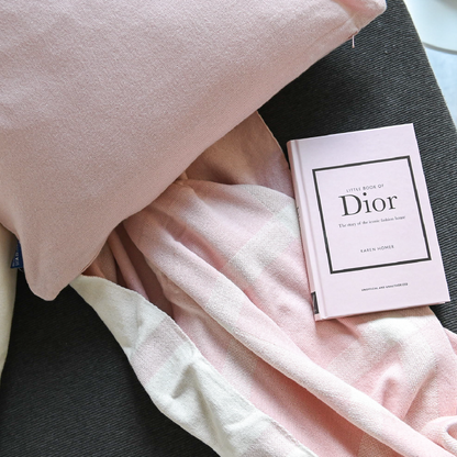 Deka pletená DESIGN káro ružová smotanová