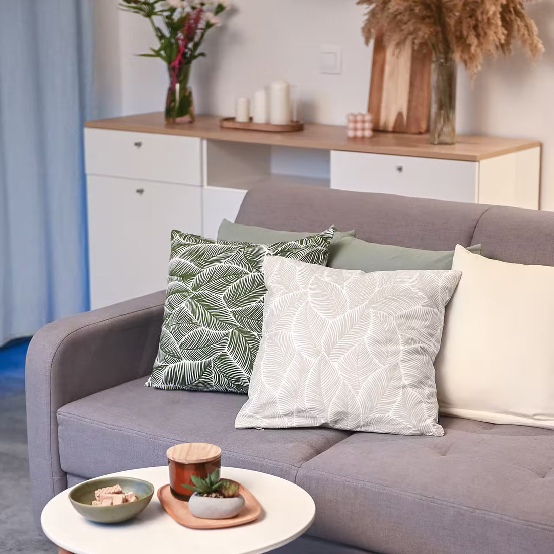 Dekoračný návlek NORD listy khaki