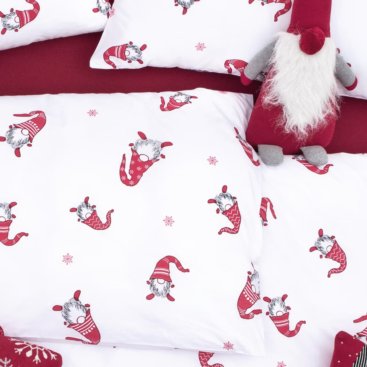 Obliečky KLASIK elfi biela červená