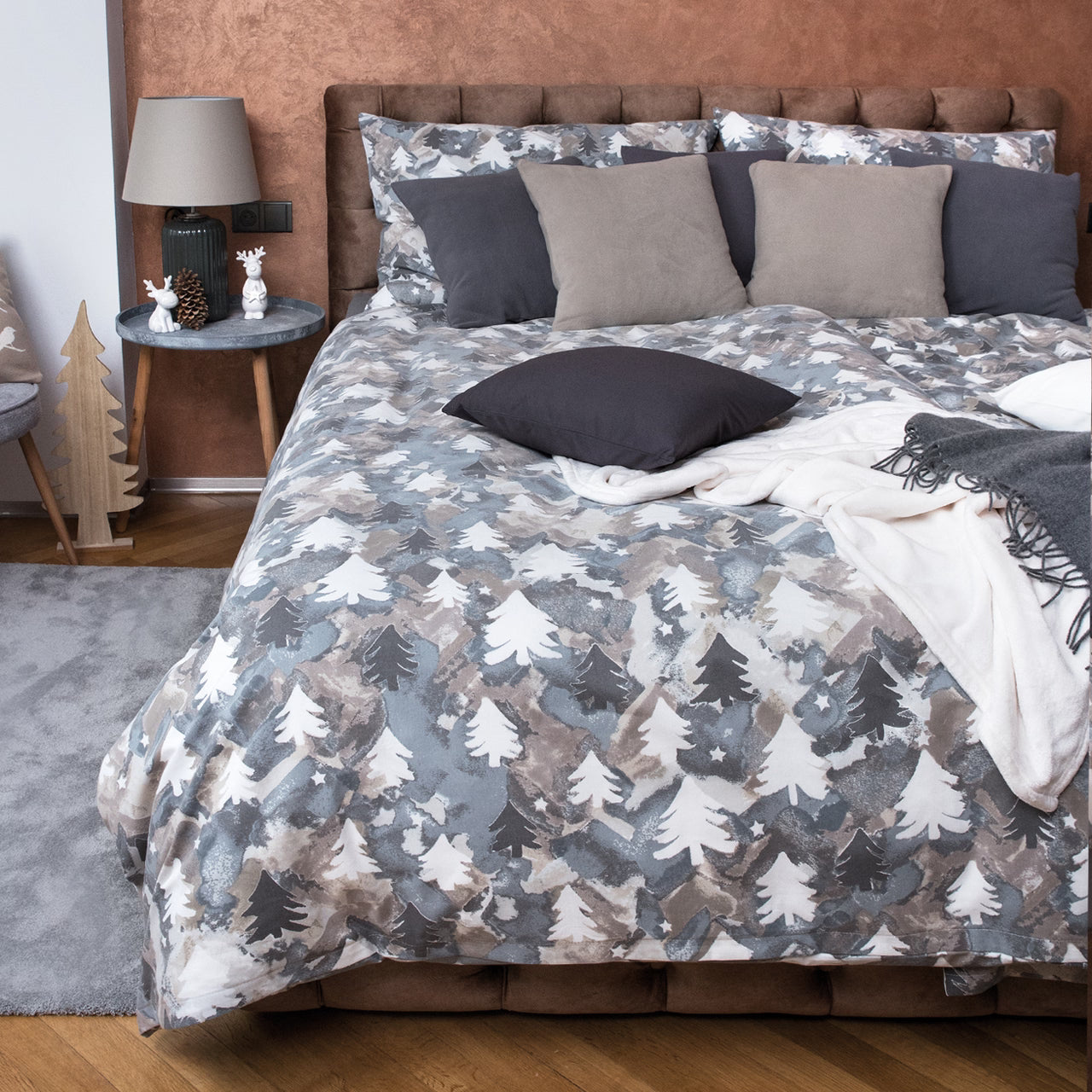 Obliečky KLASIK SOFT les sivá béžová