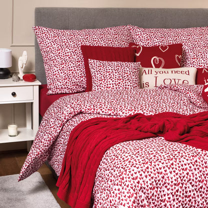 Obliečky KLASIK srdiečka biela červená