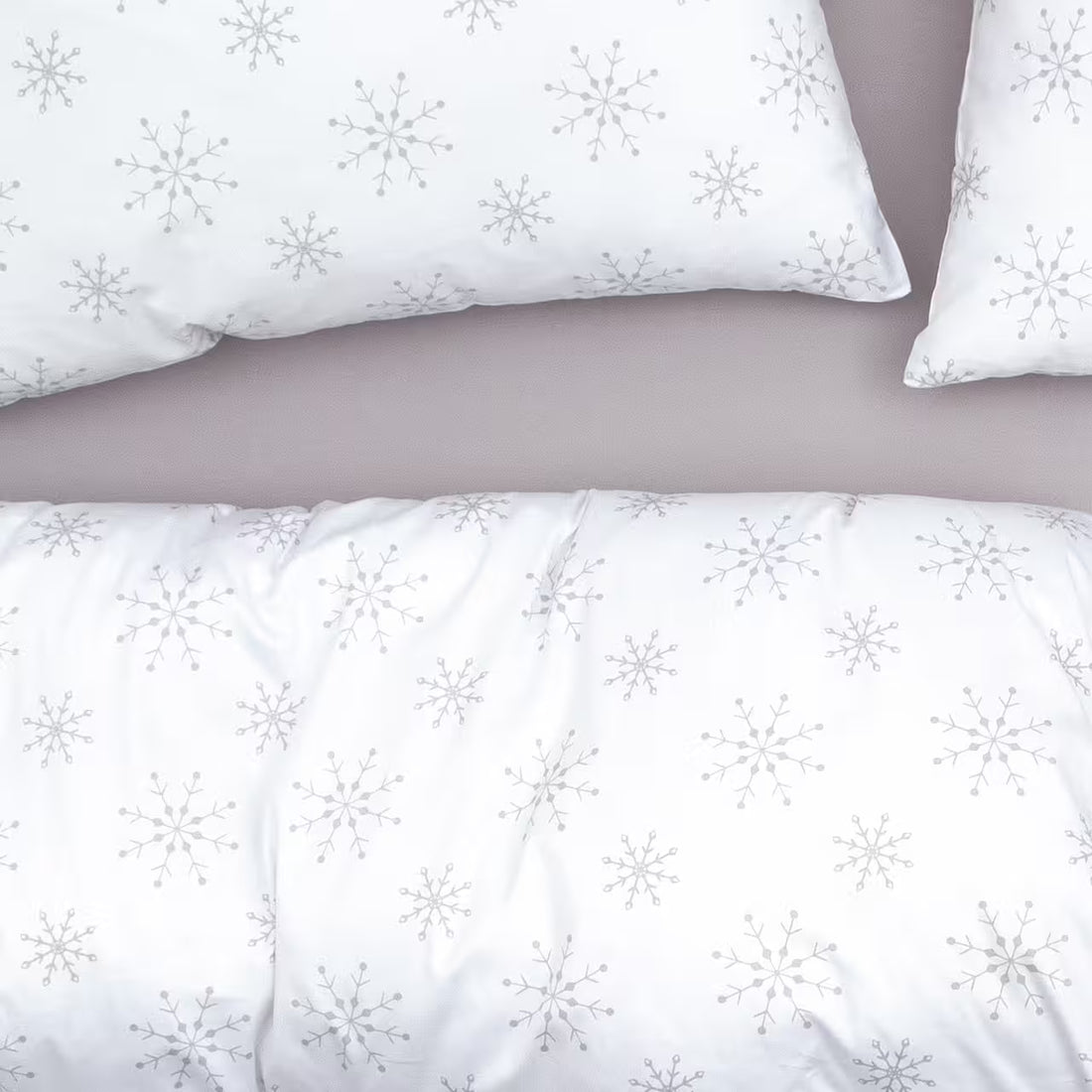 Obliečky KLASIK vločky biela sivá