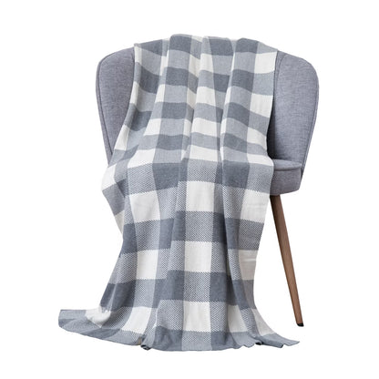 Deka pletená DESIGN kocky smotanová sivá